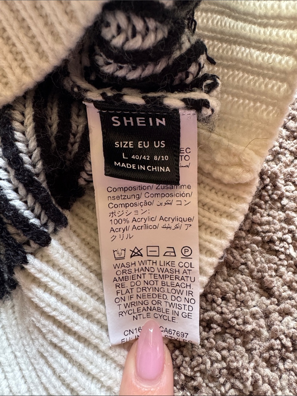 SHEIN Black and White Striped Ribbed Crewneck Sweater - Picture 2 of 2